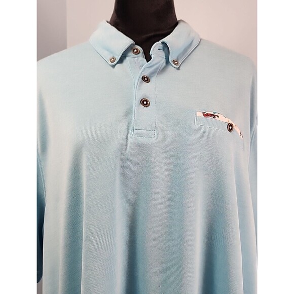 Marti Kat Mens Polo Shirt XXL Blue Short Sleeve Modal Blend Business Casual - Picture 3 of 12